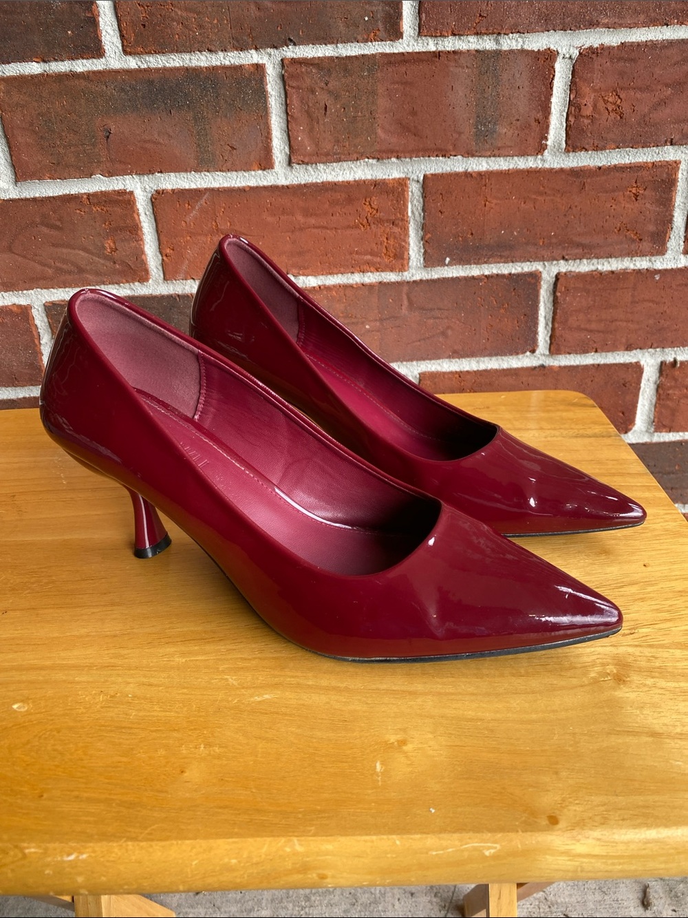 Jason Wu Stela Burgundy Patent Pointed-Toe Mid-Heel Pumps Size 10